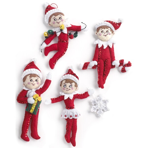 Elf On The Shelf Scout Elf Ornaments Felt Applique Kit-5 