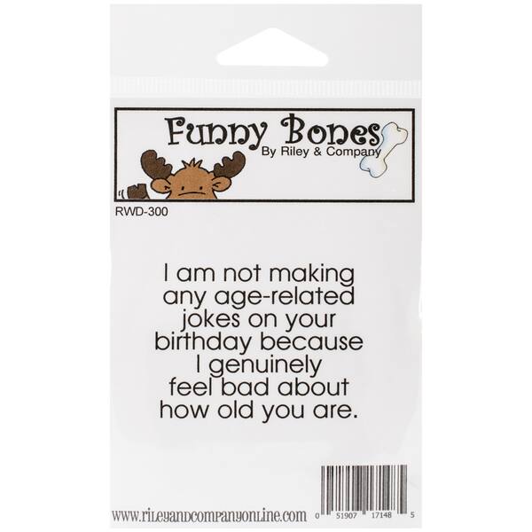 slide 1 of 1, Riley & Company Funny Bones Cling Mounted Stamp 2.25"X1.75"-Age-Related Jokes