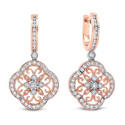 Auriya 14k Rose Gold 1 1/2ct TDW Vintage Diamond Earrings (H-I, SI1-SI2)
