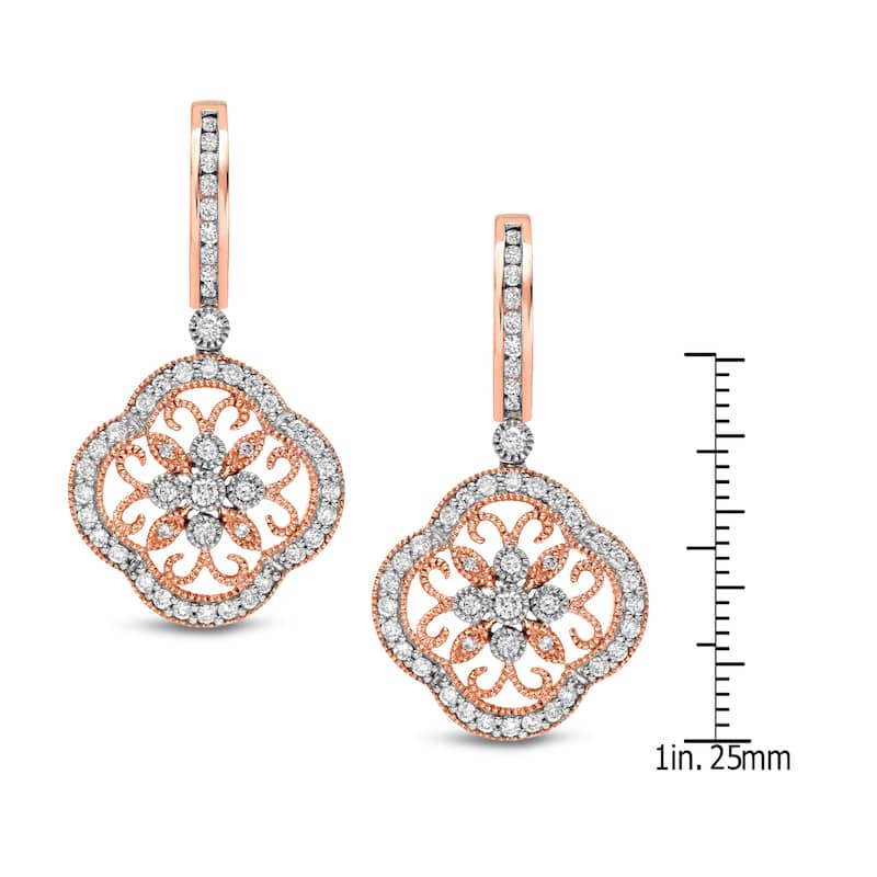 Auriya 14k Rose Gold 1 1/2ct TDW Vintage Diamond Earrings (H-I, SI1-SI2)