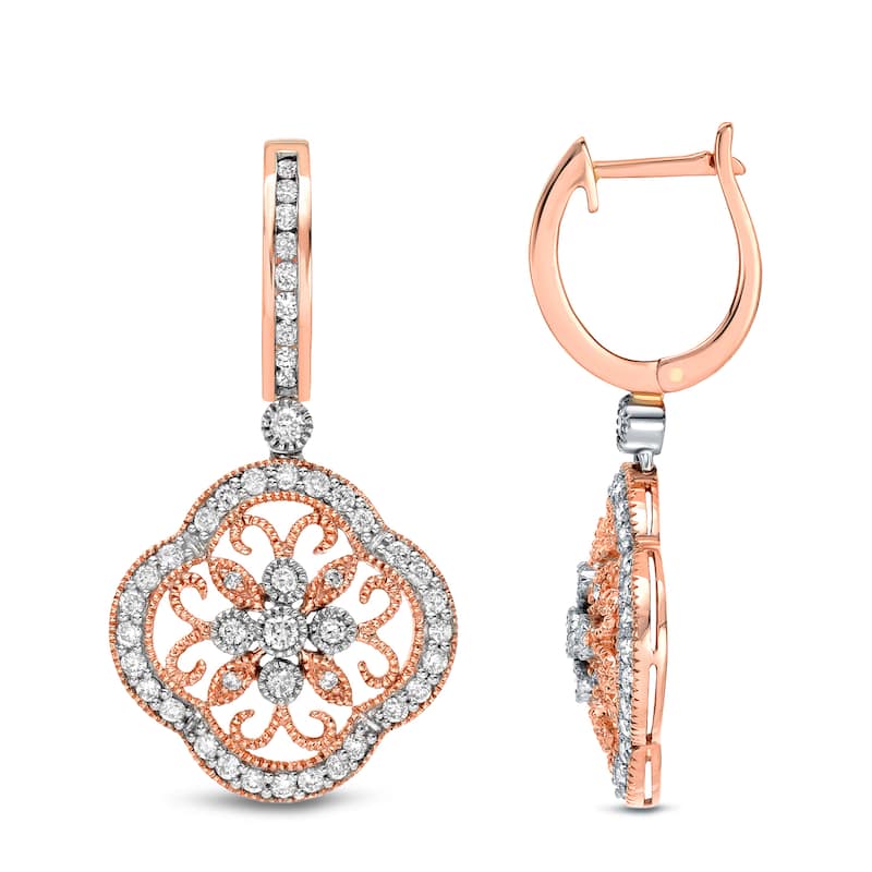 Auriya 14k Rose Gold 1 1/2ct TDW Vintage Diamond Earrings (H-I, SI1-SI2)