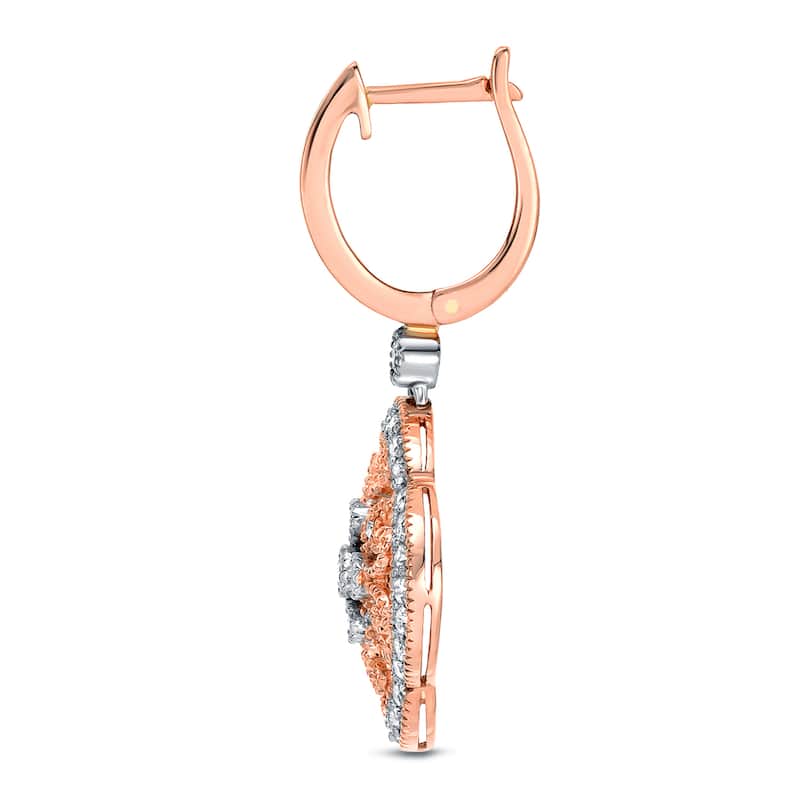 Auriya 14k Rose Gold 1 1/2ct TDW Vintage Diamond Earrings (H-I, SI1-SI2)
