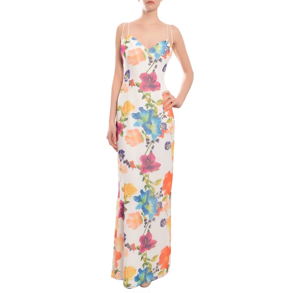 Escada Womens Romantic Floral Evening Gown Dress (Size 10)