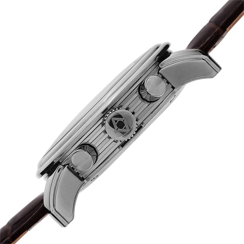 Akribos XXIV Men's Swiss Quartz Multifunction Leather Silver-Tone Strap Watch