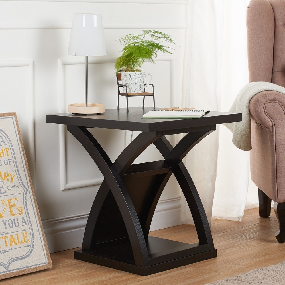 Furniture of America  Hali Modern Espresso Solid Wood X-base End Table (Espresso)