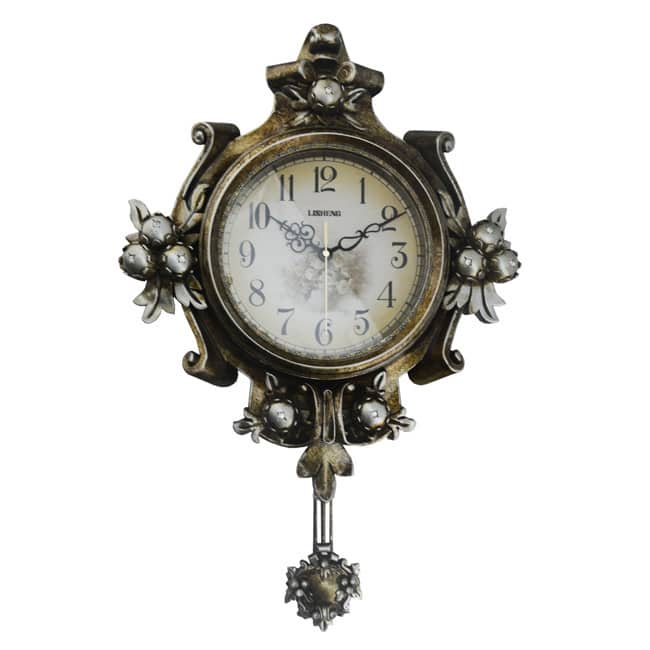 Beautiful Antique Style 25-inch Wall Clock with Swinging Pendulum