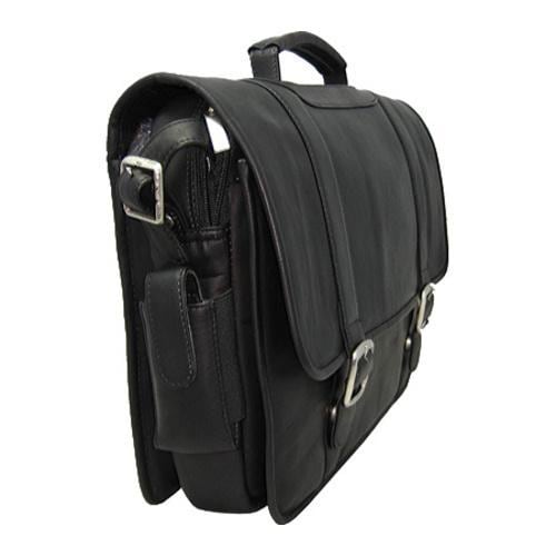 David King Leather 119 Porthole Computer Briefcase Black   16429611