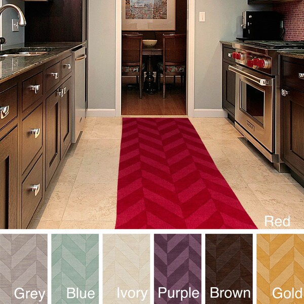 Hand-Woven Ann Tone-on-Tone Zig-Zag Wool Rug