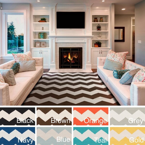 Hand-Woven Macy Chevron Cotton Rug - 5' x 8'