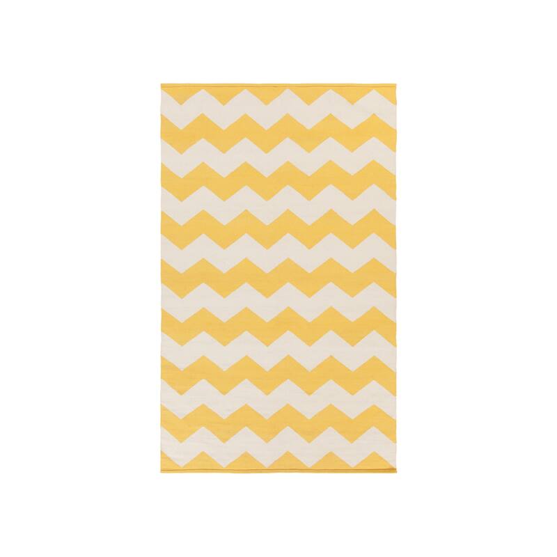 Hand-Woven Macy Chevron Cotton Rug - 8' x 10' - Yellow