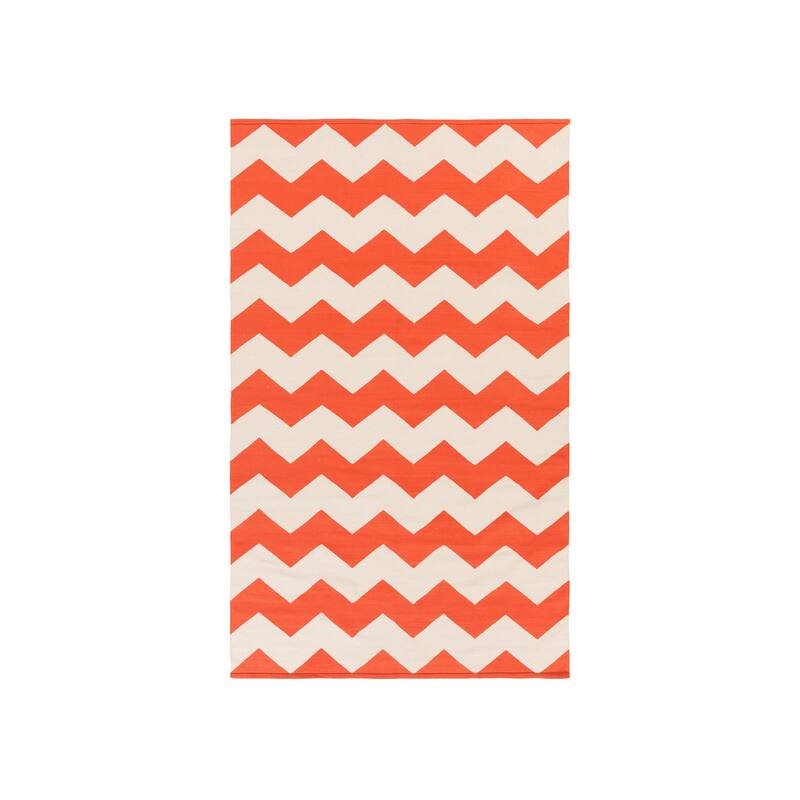 Hand-Woven Macy Chevron Cotton Rug - 8' x 10' - Orange
