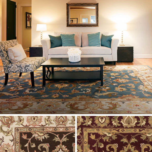 Hand-Tufted Poppy Traditonal Bordered Wool Rug (7'6 x 9'6)