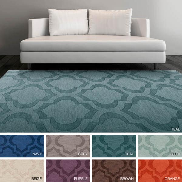 Hand-woven Ali Tone-on-tone Moroccan Trellis Wool Rug - 9' x 12'