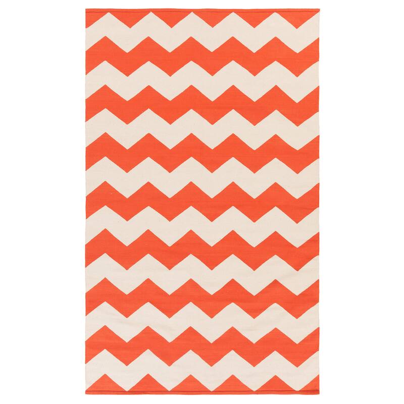 Hand-Woven Macy Chevron Cotton Rug - 9' x 12' - Orange
