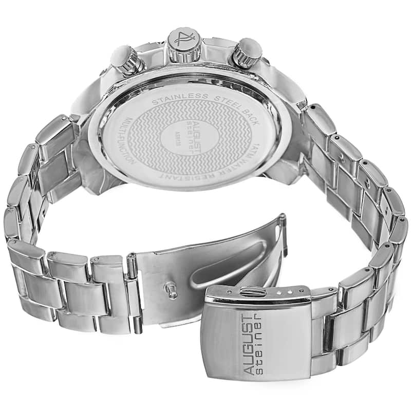 August Steiner Men's Swiss Quartz Multifunction Month Black Bracelet Watch