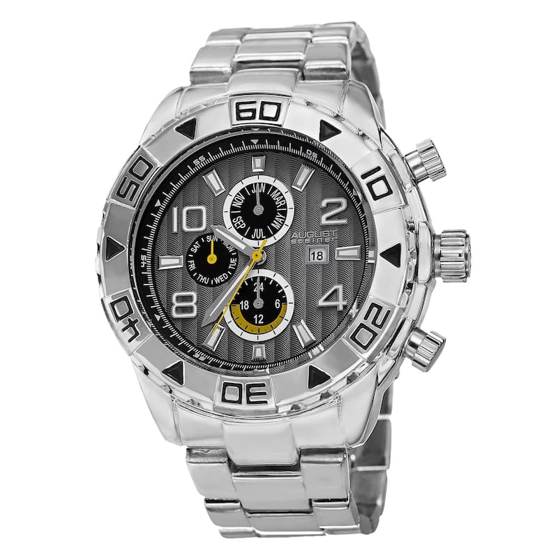 August Steiner Men's Swiss Quartz Multifunction Month Black Bracelet Watch