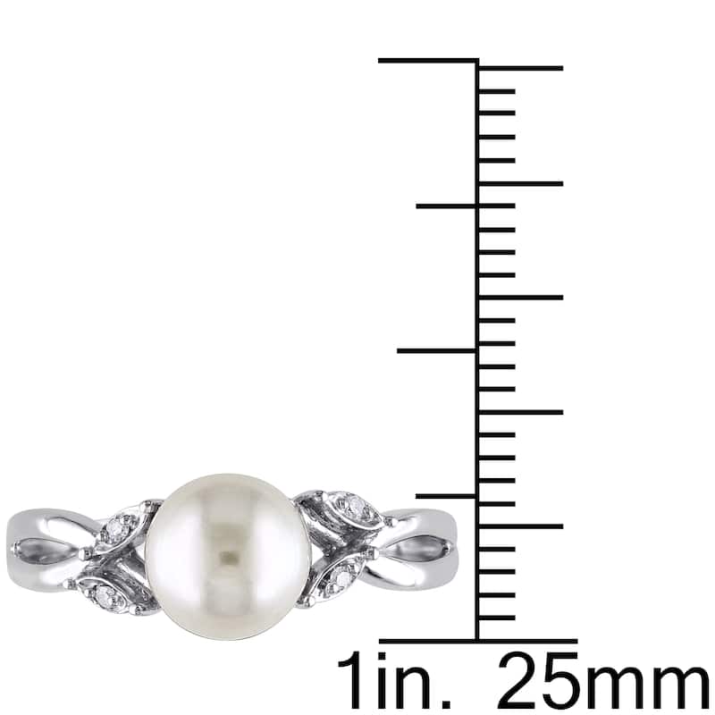 Miadora 10k White Gold, Cultured Freshwater Pearl, and Diamond Accent Ring (7.5-8 mm)