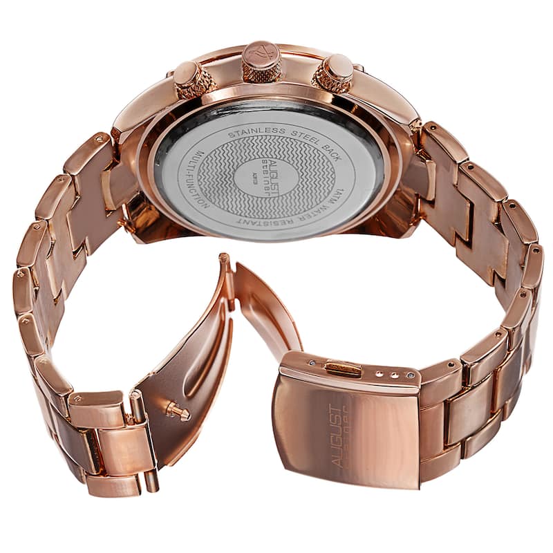 August Steiner Men's Swiss Quartz Multifunction Rose-Tone Bracelet Watch