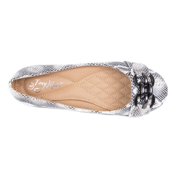 faux snakeskin flats