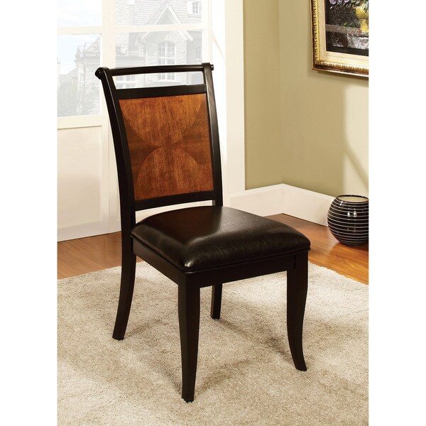 Shop Furniture of America Saldi Acacia and Black Finish Dining Chair ...
