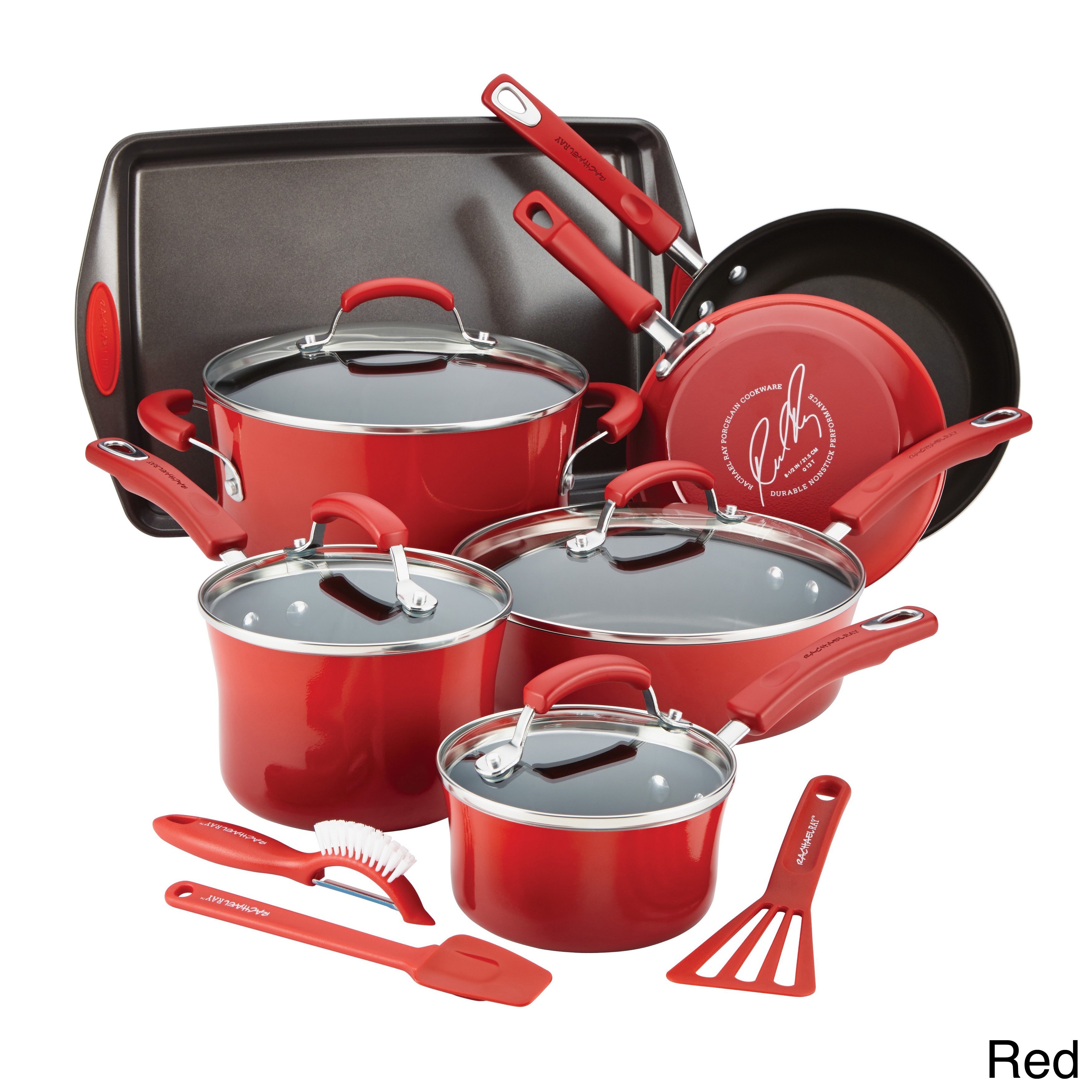 Rachael Ray Hard Enamel Nonstick 14-piece Cookware Set - Bed Bath & Beyond  - 9269334