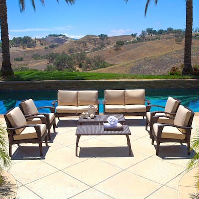 Waikiki Outdoor 8-piece Wicker Seating Set with Cushions by Christopher Knight Home