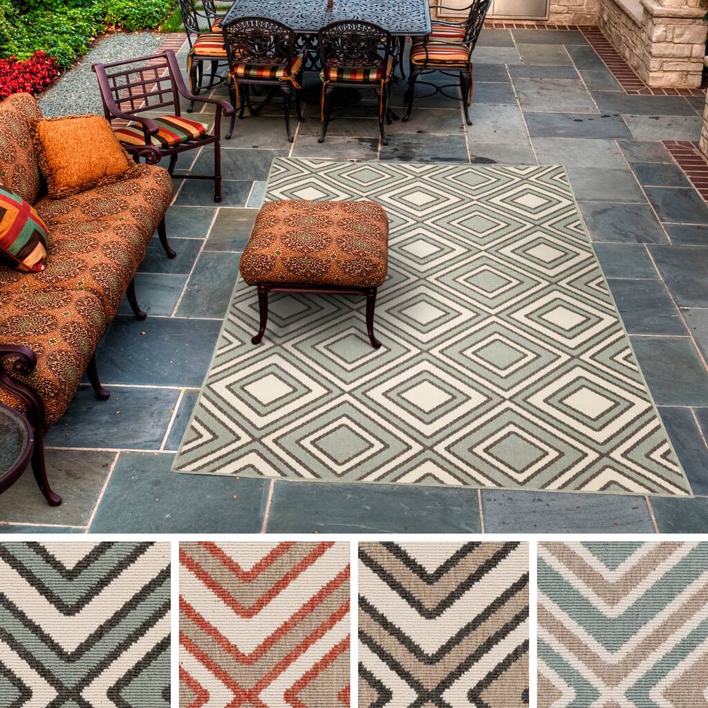 Jasmine Contemporary Geometric Indoor/ Outdoor Area Rug