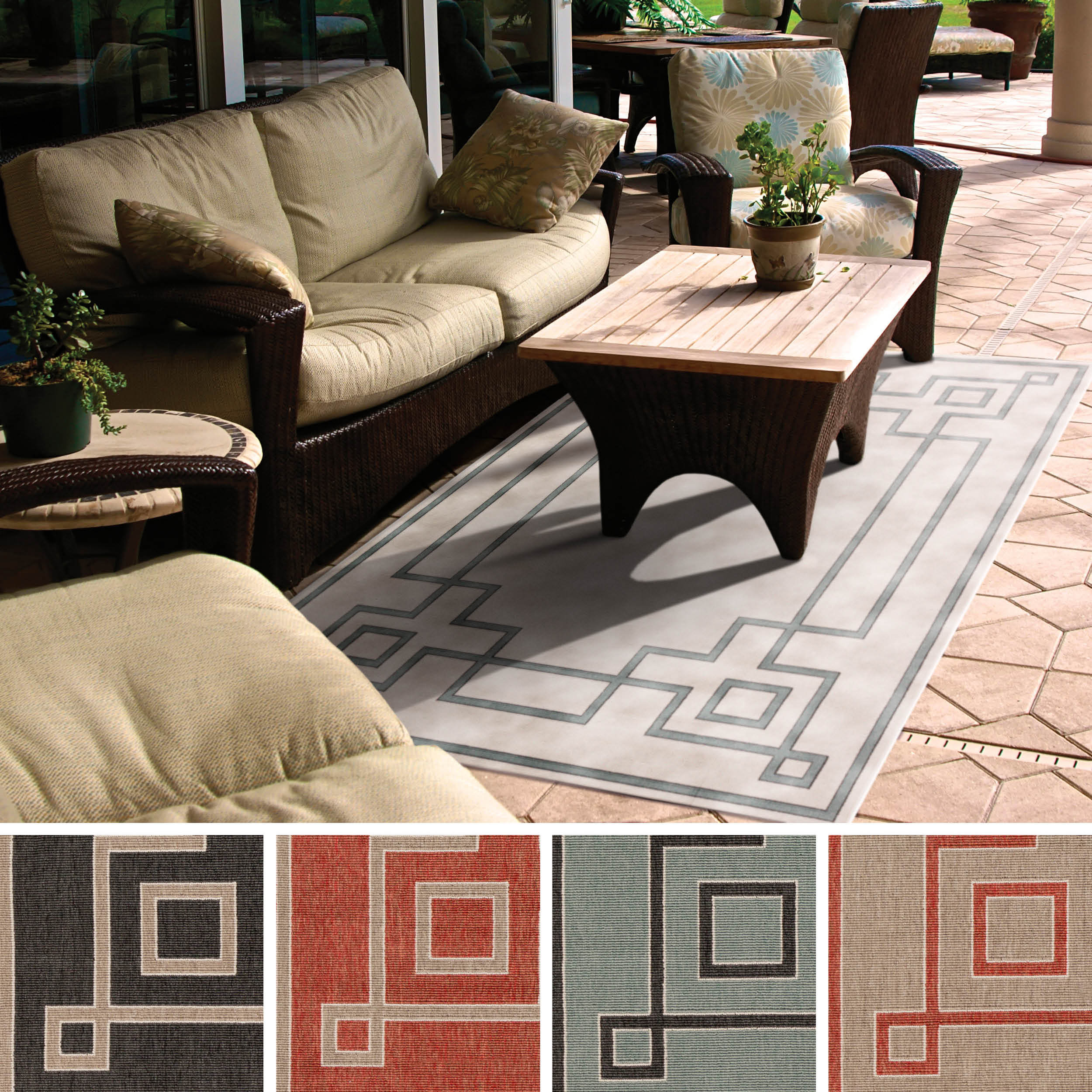 Shop Odette Contemporary Geometric Indoor/Outdoor Area Rug (7'6 x 10'9) Free Shipping On