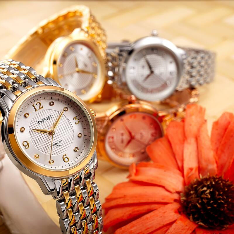 August Steiner Women's Diamond-Accented Swiss Quartz Bracelet Watch