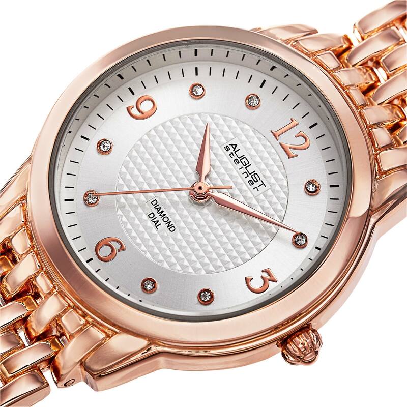 August Steiner Women's Diamond-Accented Swiss Quartz Rose-Tone Bracelet Watch