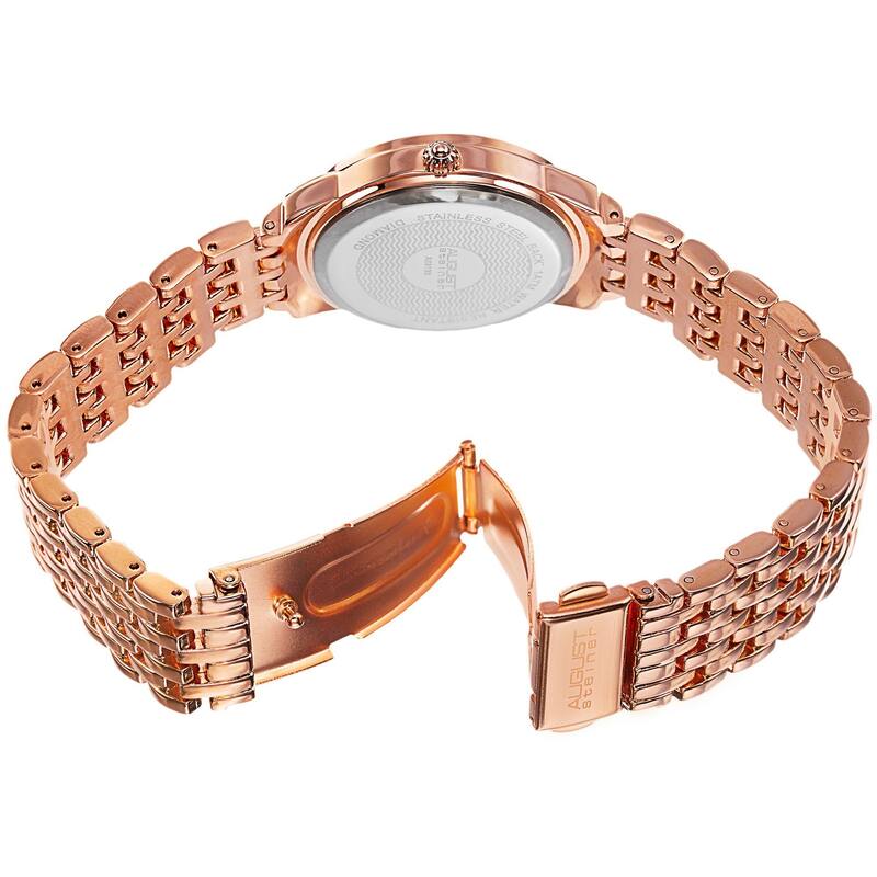 August Steiner Women's Diamond-Accented Swiss Quartz Rose-Tone Bracelet Watch