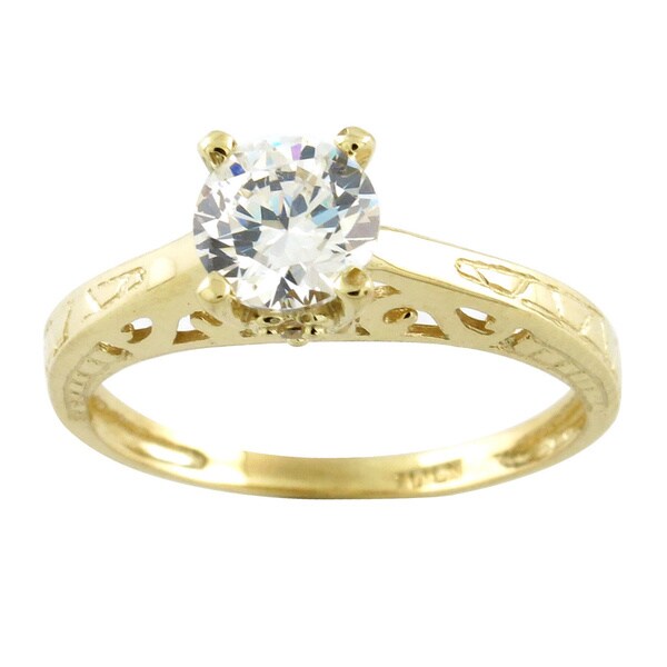 10k Yellow Gold Round-cut Cubic Zirconia Solitare Engagement Ring