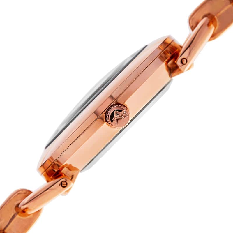 August Steiner Women's Diamond Accented Dial Swiss Quartz Chain-Link Rose-Tone Bracelet Watch