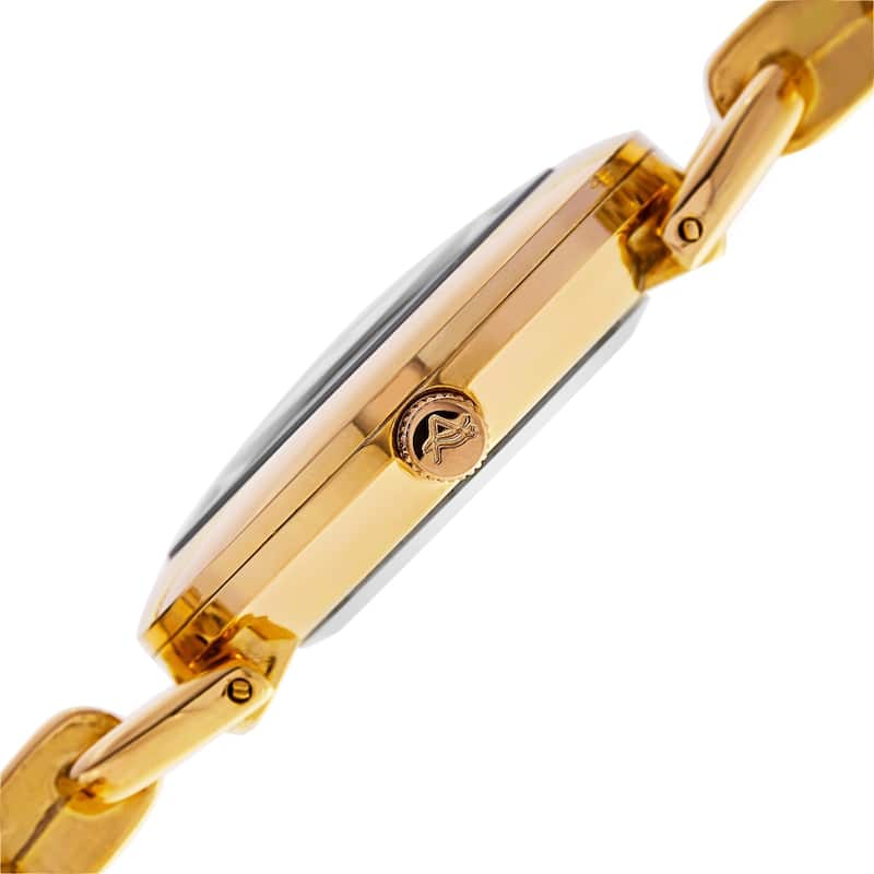 August Steiner Women's Diamond Accented Dial Swiss Quartz Chain-Link Gold-Tone Bracelet Watch