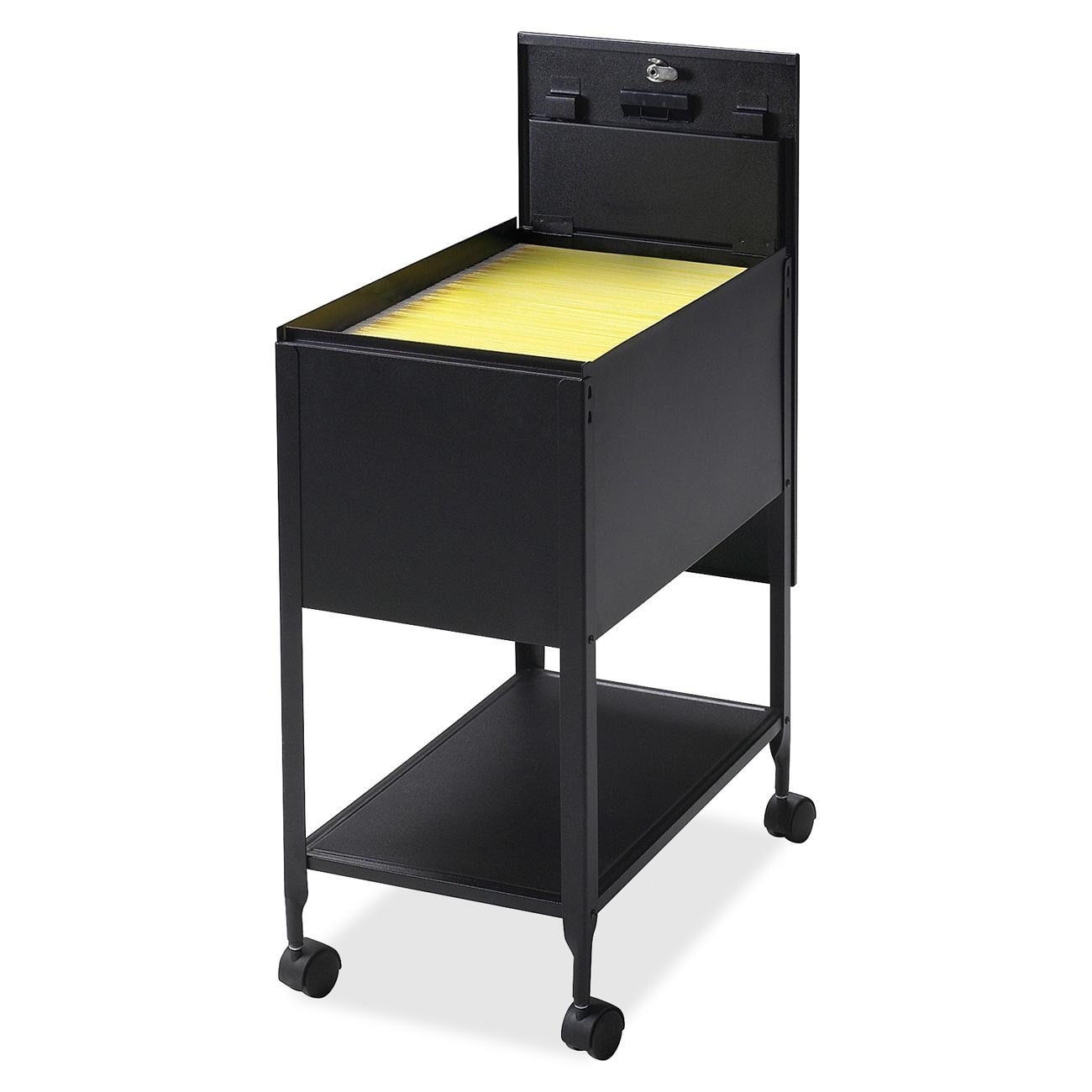 Black Mobile File Cart Lock Tub Wheels Rolling Organizer Documents