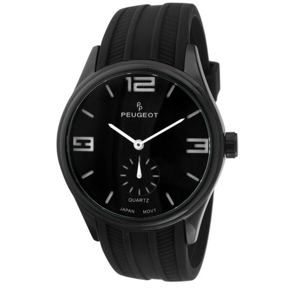 Peugeot Mens 2042WBK Japanese Quartz Black Rubber Sport Watch