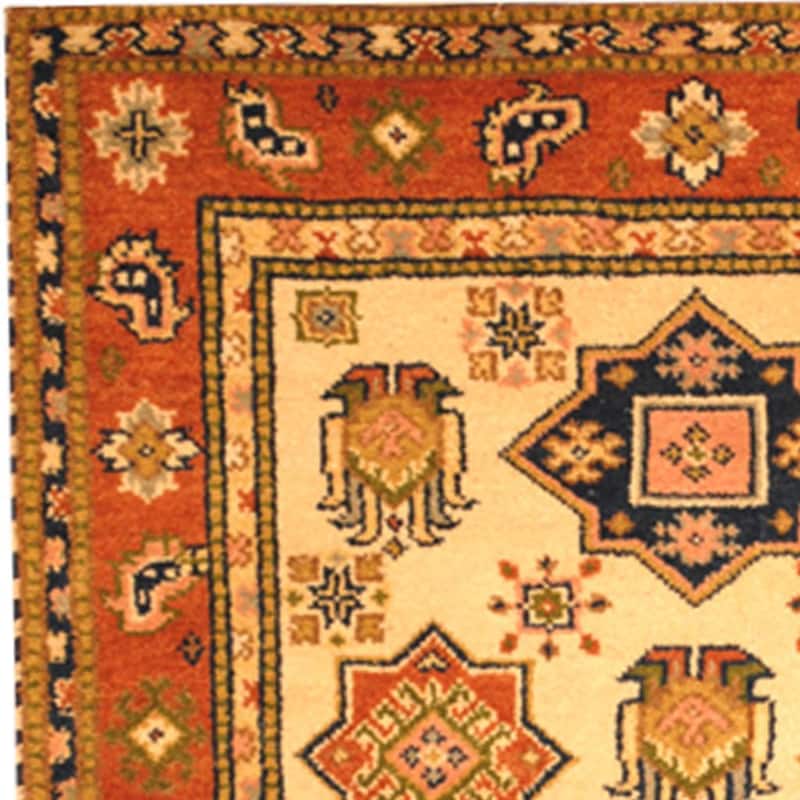 Handmade Kazak Wool Rug (India) - 4' x 6'