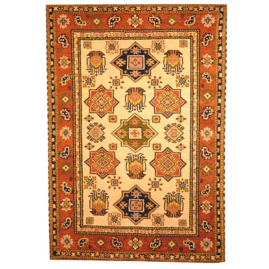 Handmade Kazak Wool Rug (India) - 4' x 6'