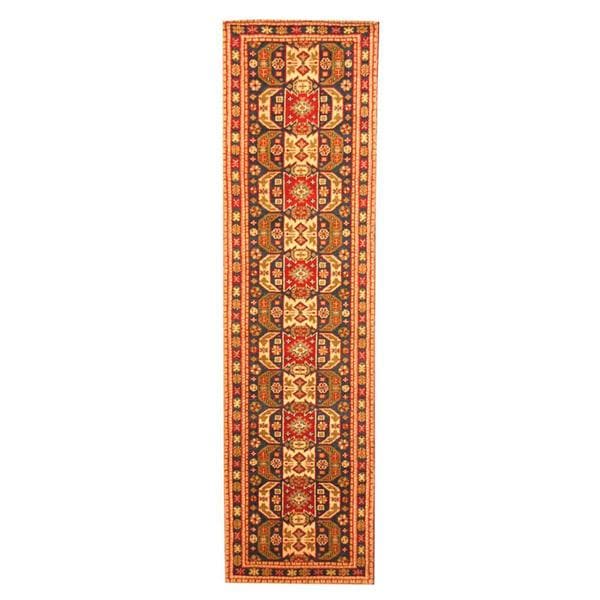 Herat Oriental Indo Hand knotted Kazak Traditional Red Wool Runner Rug