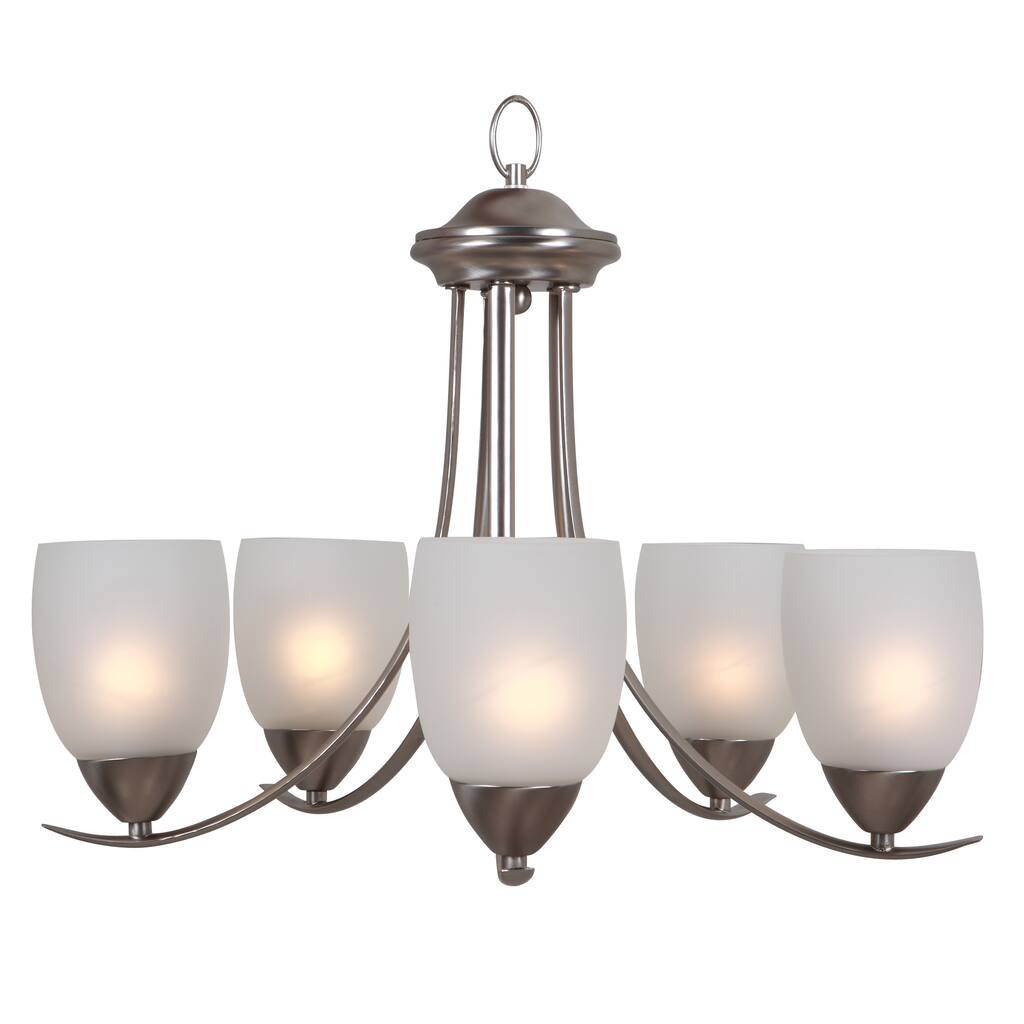 5-light White Etched Glass Chandelier