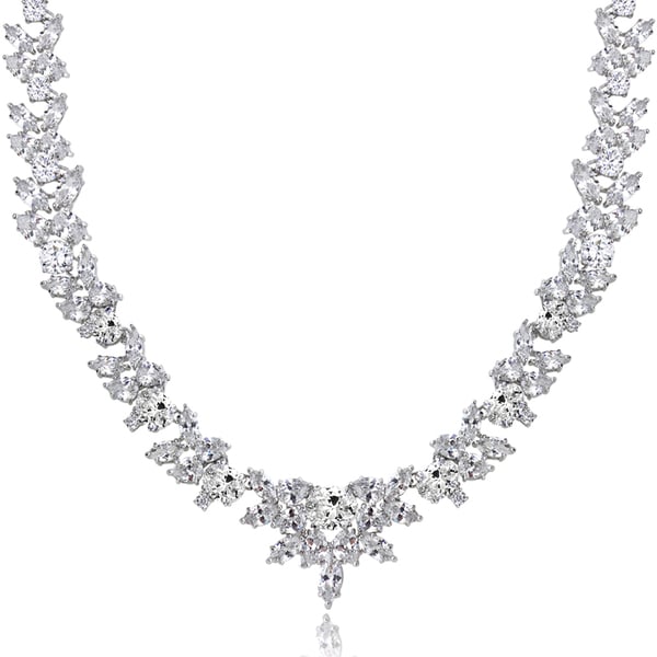 Icz Stonez Sterling Silver 66 7/8ct TGW Cubic Zirconia Wreath Necklace