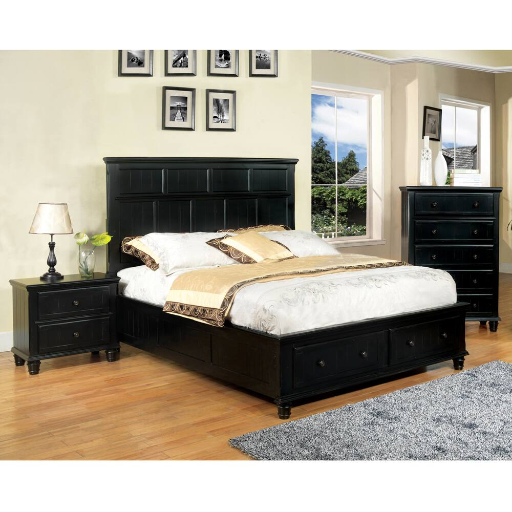 Furniture of America Transitional 3-piece Black Cottage Style Bedroom Set