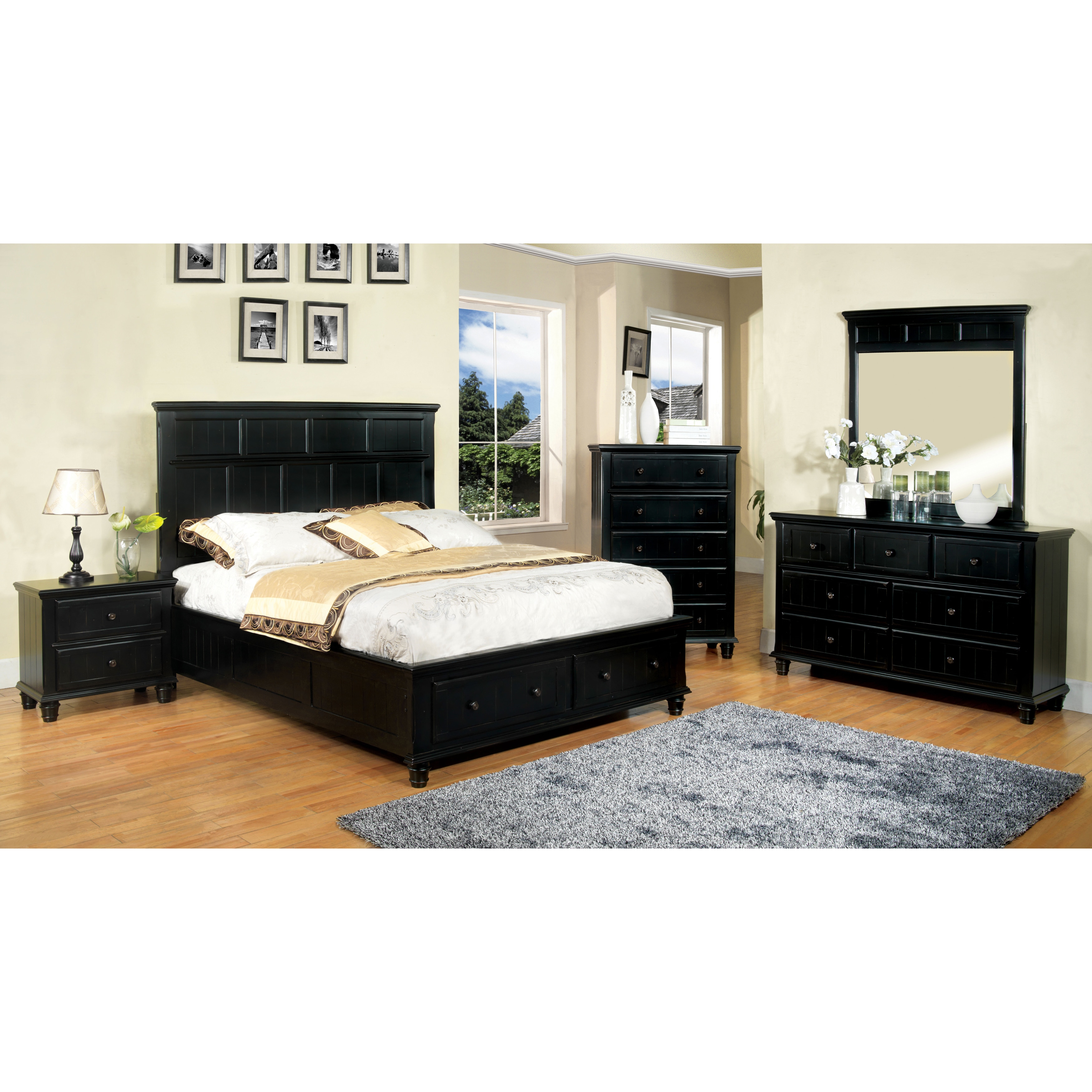 Furniture Of America Transitional 4 Piece Black Cottage Style Bedroom Set