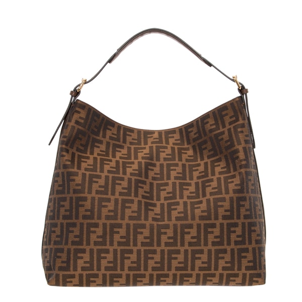 Fendi Large Zucca Pattern and Brown Hobo Bag - Free Shipping Today ...