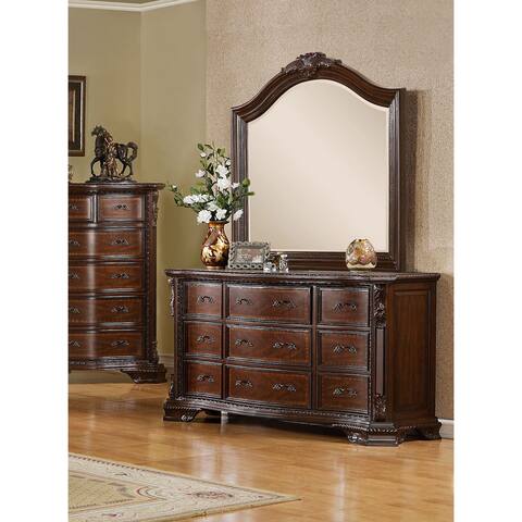 Furniture of America Vace Cherry 2-piece Dresser and Mirror Set