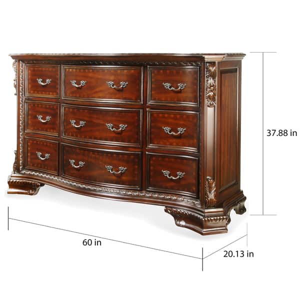 Vace Traditional Cherry 2-piece 9-Drawer Dresser and Mirror Set by Furniture of America