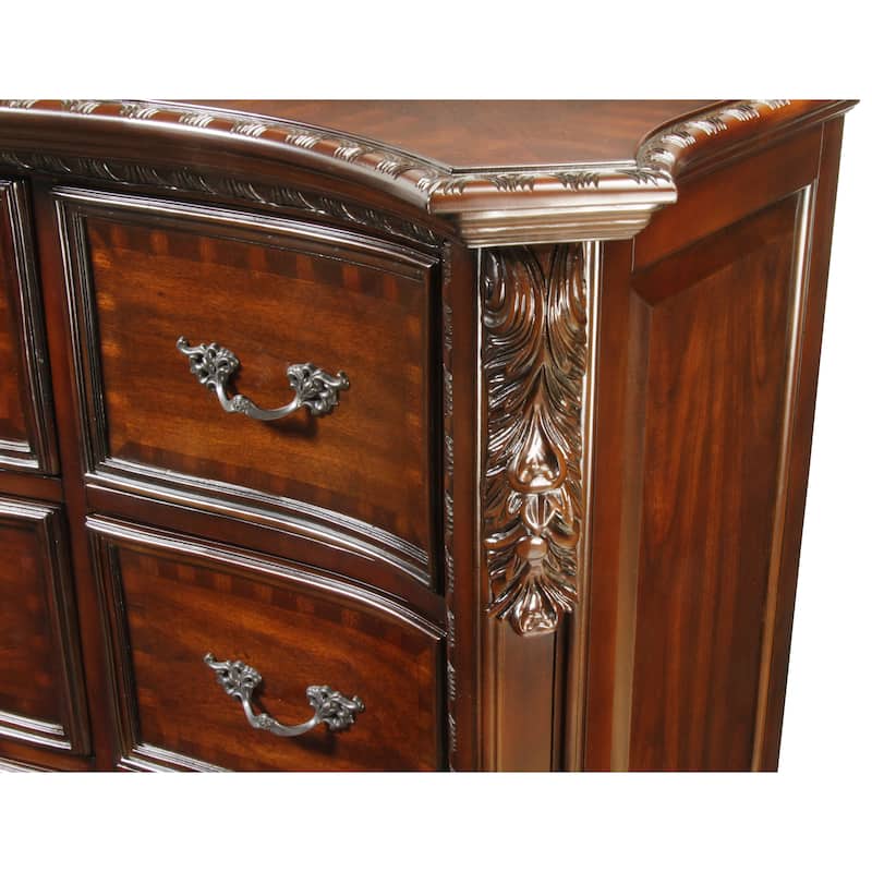 Vace Traditional Cherry 2-piece 9-Drawer Dresser and Mirror Set by Furniture of America