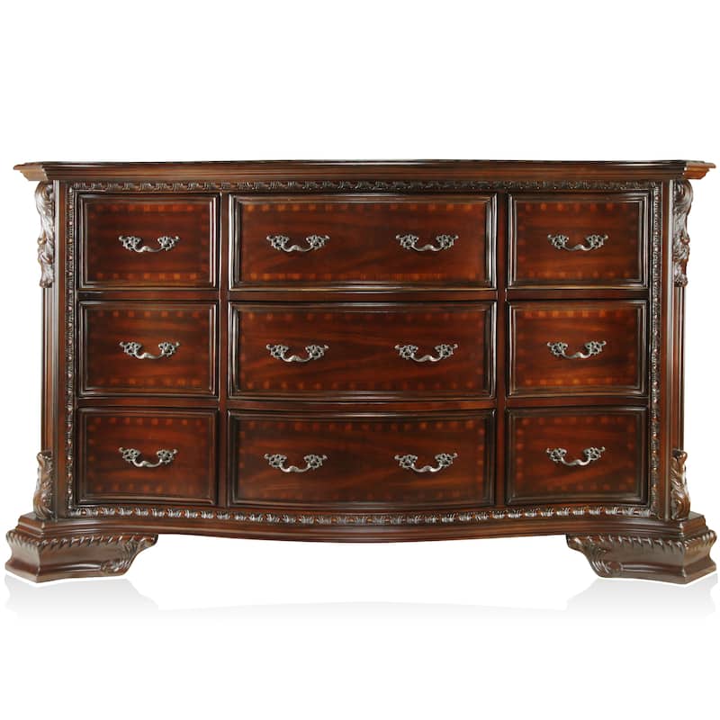 Vace Traditional Cherry 2-piece 9-Drawer Dresser and Mirror Set by Furniture of America
