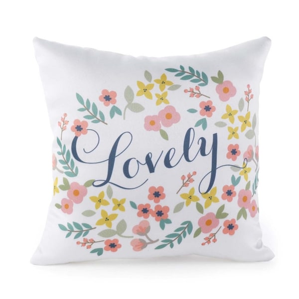 Retro 'Lovely' Floral Pillow. Opens flyout.