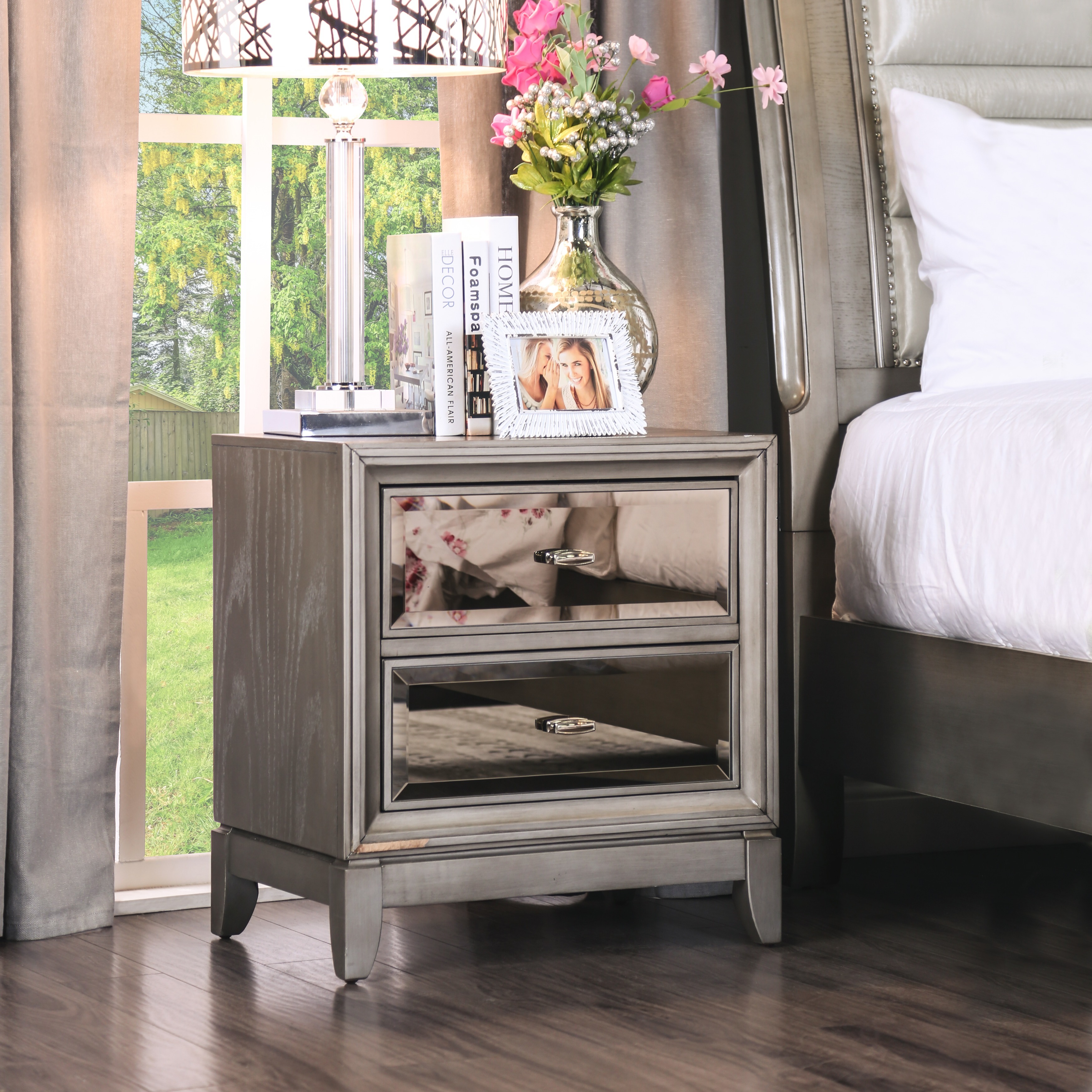 Shop Furniture of America Goldtinted Nightstand Free Shipping On